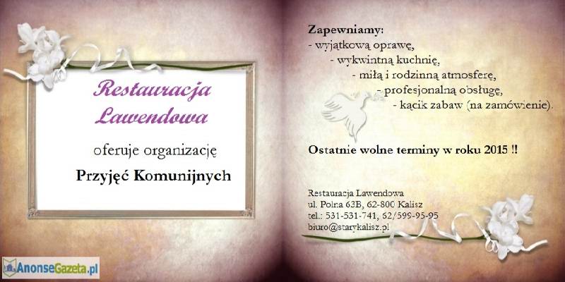 Przyjęcie komunijne w Restauracji Lawendowej