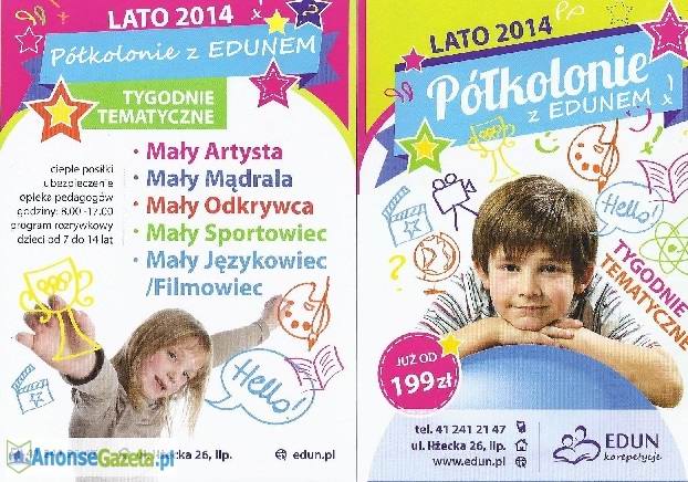 PÓŁKOLONIE LATO 2014