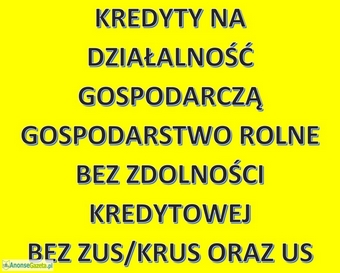 Kredyty na działalność gospodarczą/gospodarstwo rolne bez zdolności, bez ZUS/KRUS i US