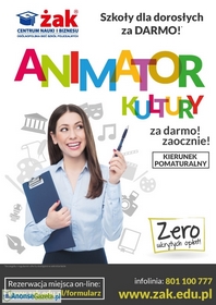 ANIMATOR KULTURY, ZAOCZNIE, 0 ZŁ, ZAPISY ON LINE!