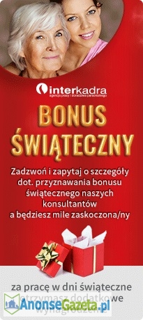 Opiekun/ka osób starszych - Praca w Niemczech / BONUSY ŚWIĄTECZNE!!!