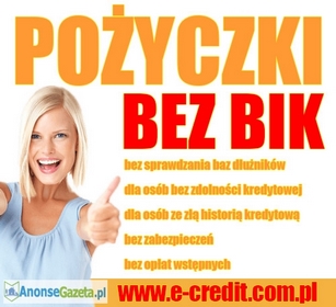 Kredyty pozabankowe. Pożyczki bez BIK. 50 000zł bez zdolności.