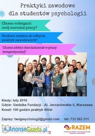 Praktyki zawodowe dla studentów psychologii