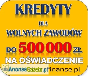 Kredyt na OŚWIADCZENIE dla WOLNYCH ZAWODÓW!!!