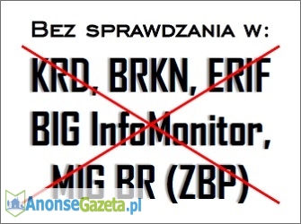 Kredyt dla firm/rolników bez KRD, BRKN, BIG, ERIF, MIG BR (ZBP)