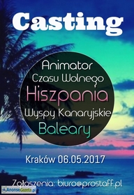 Animator Czasu Wolnego – Hiszpania, Wyspy Kanaryjskie, Baleary