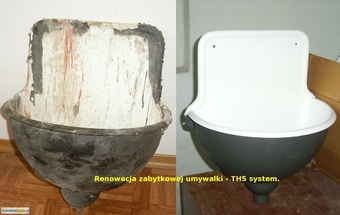 Renowacja brodzika zlewu umywalki. THS system - Renotech