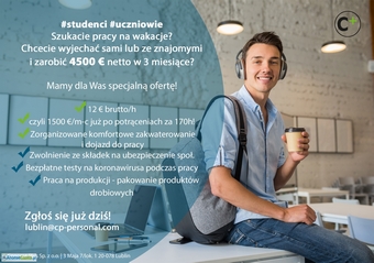 Praca dla studentów/uczniów na okres wakacji