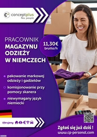 !! Pracownik magazynu odzieży (k/m) – Niemcy – praca od 1.04.2022