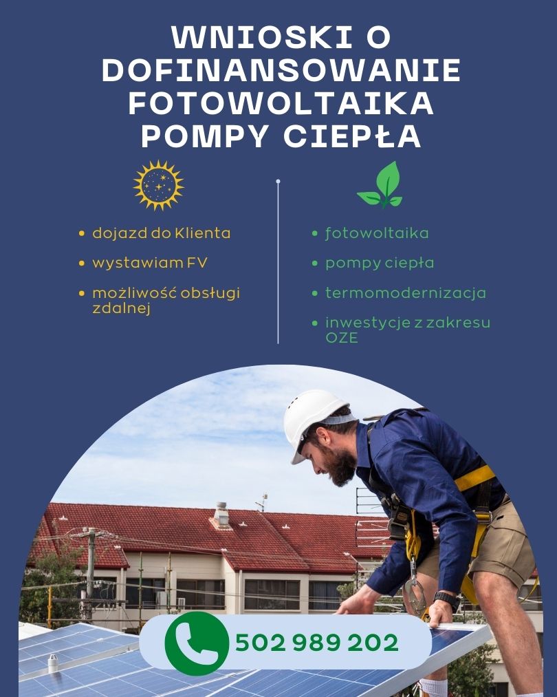 Wnioski o dofinansowanie fotowoltaika, pompy ciepła