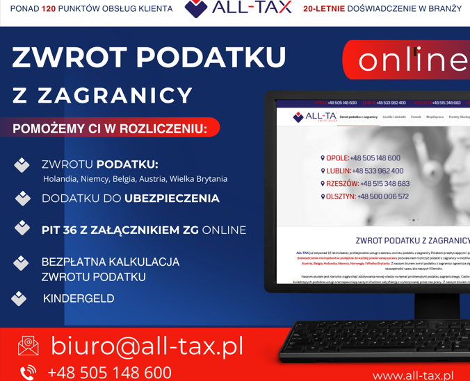 ALL-TAX ZWROT PODATKU Z ZAGRANICY. Bezpłatna kalkulacja zwrotu