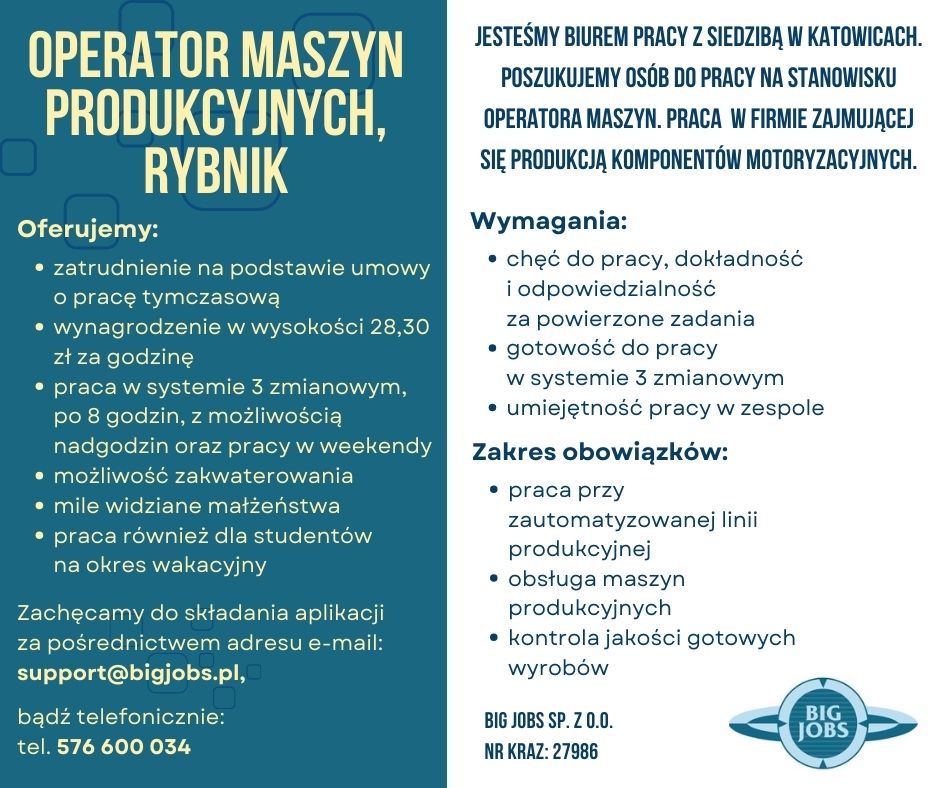 Operator Maszyn Produkcyjnych