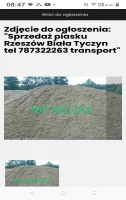 Sprzedaż piasek płuczka czysty szary ostry Rzeszòw tel 787322263