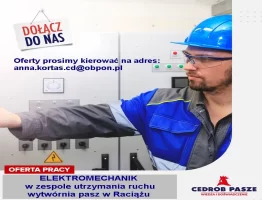 Elektromechanik w zespole utrzymania ruchu - wytwórnia pasz w Raciążu