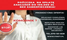 Konsolidacja chwilówek, parabanków pożyczka prywatna bez poręczyciela i nieruchomości  